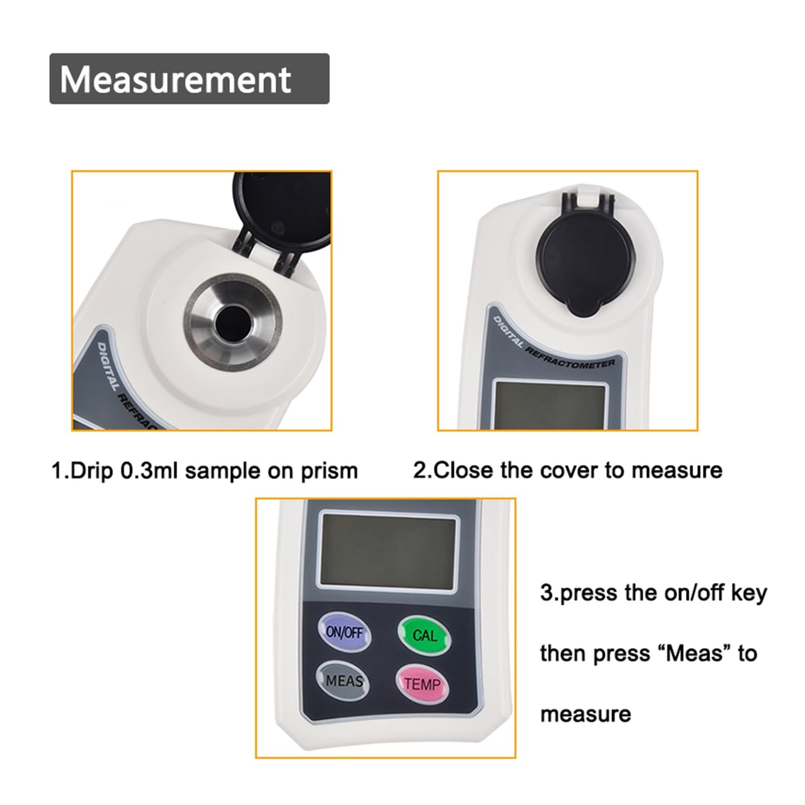 Refractómetro Brix, refractómetro medidor Brix, Refractómetro de azúcar Digital portátil medidor de azúcar pantalla LCD analizador de azúcar de jugo de fruta 0-55% para medir el contenido de azúcar