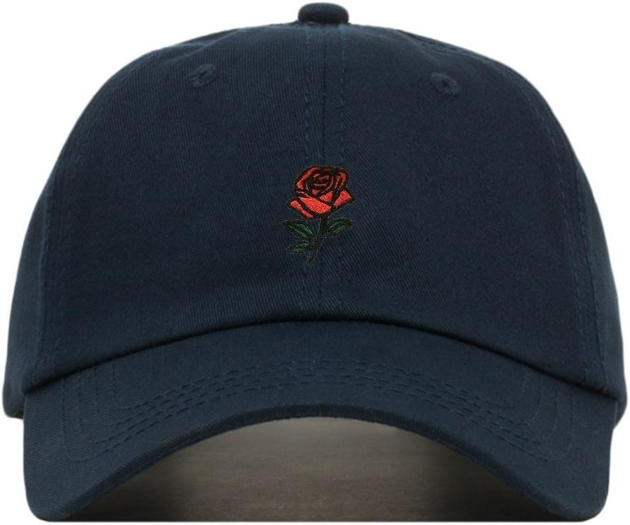 Rose Baseball Hat, Embroidered Dad Cap, Unstructured Soft Cotton, Adjustable Strap Back (Multiple Colors)