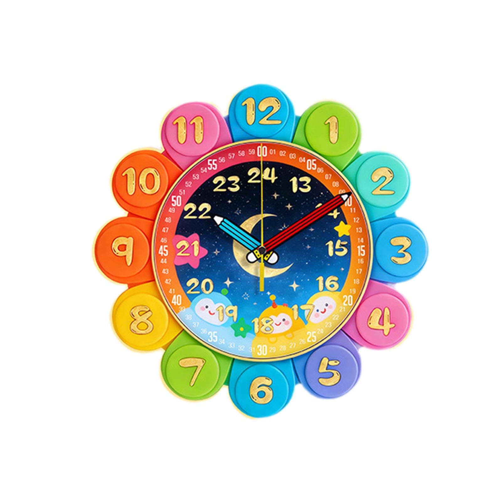 Lernuhr für Kinder, Moderne Analoge Lernuhr, Lernuhr für Kinder Zum Zeitlesen, für Schlafzimmer, Wohnzimmer, Bunt