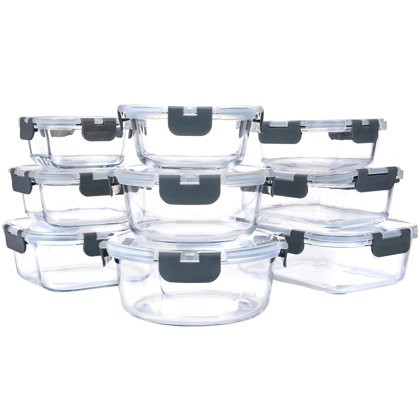 Moretoes Glass Food Storage Containers with Lids, 2pcs, Meal Prep