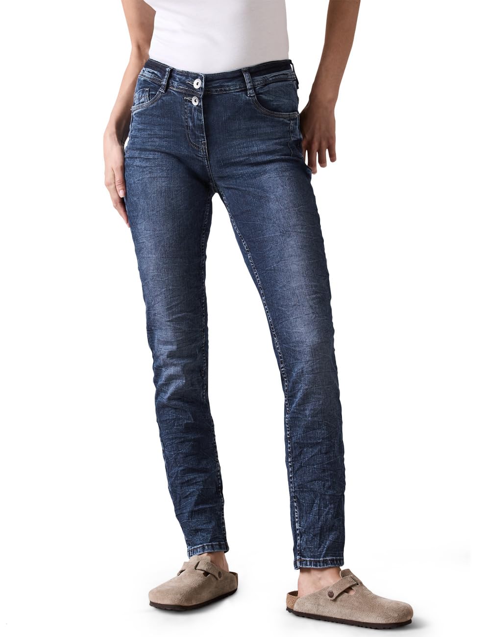 Cecil B377687 Jeans Casual Fit, Mid Blue Wash, 34W x 30L Donna