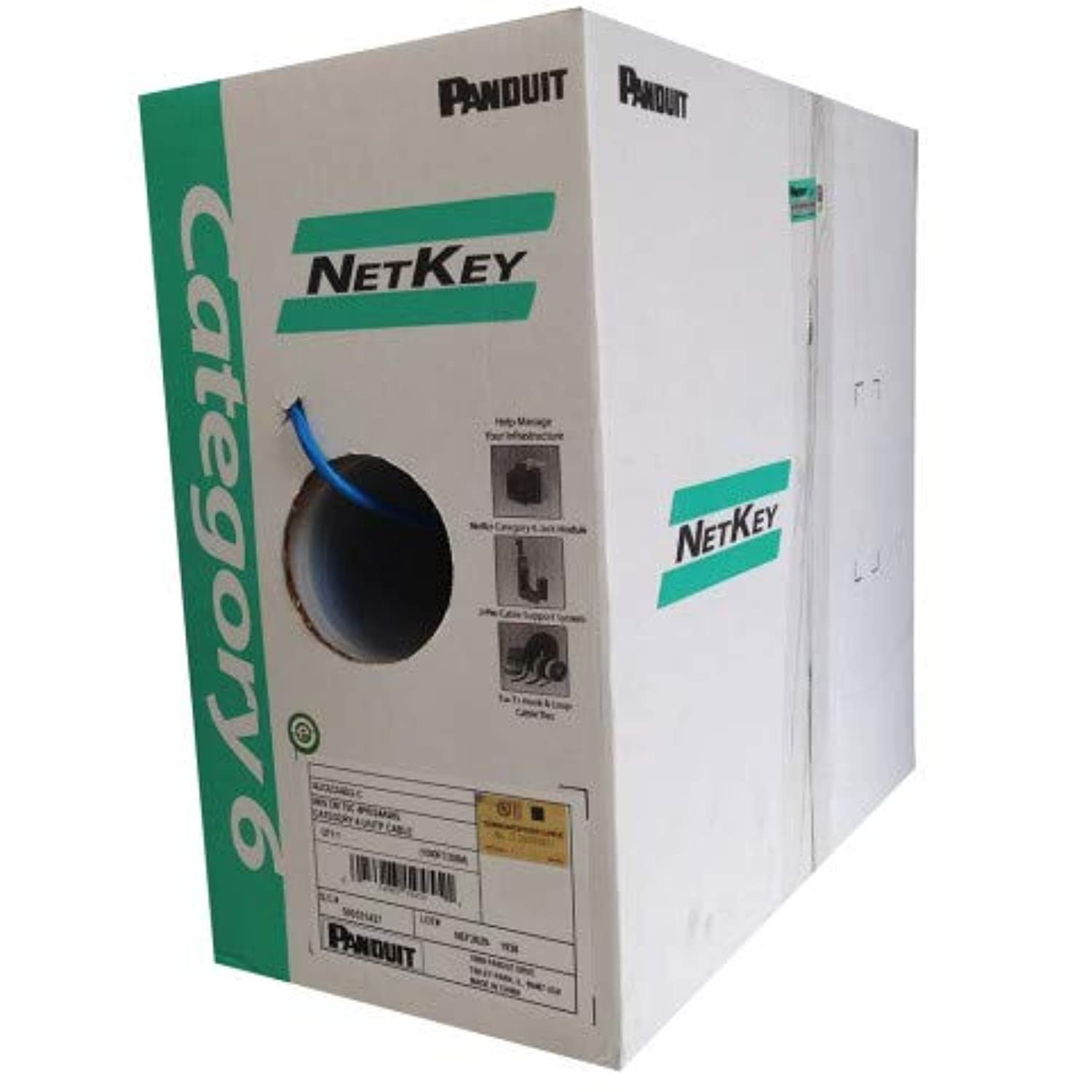 LANケーブル　PANDUIT NetKey Category 6 UTP Panduit NETKEY CAT6 U/UTP CABLE BOX OF 305 MT (NUL6C04BU-K) : Buy