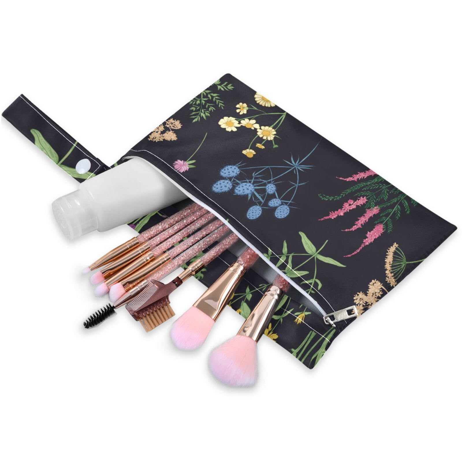 susiyo 2 Pcs Wet Dry Bag Colorful Forest Herbs Waterproof Reusable Baby Cloth Diaper Wet Bags with 2 Zipper Pockets for Breast Pump Parts Travel Beach Pool Gym Yoga Swimsuits Wet Clothes