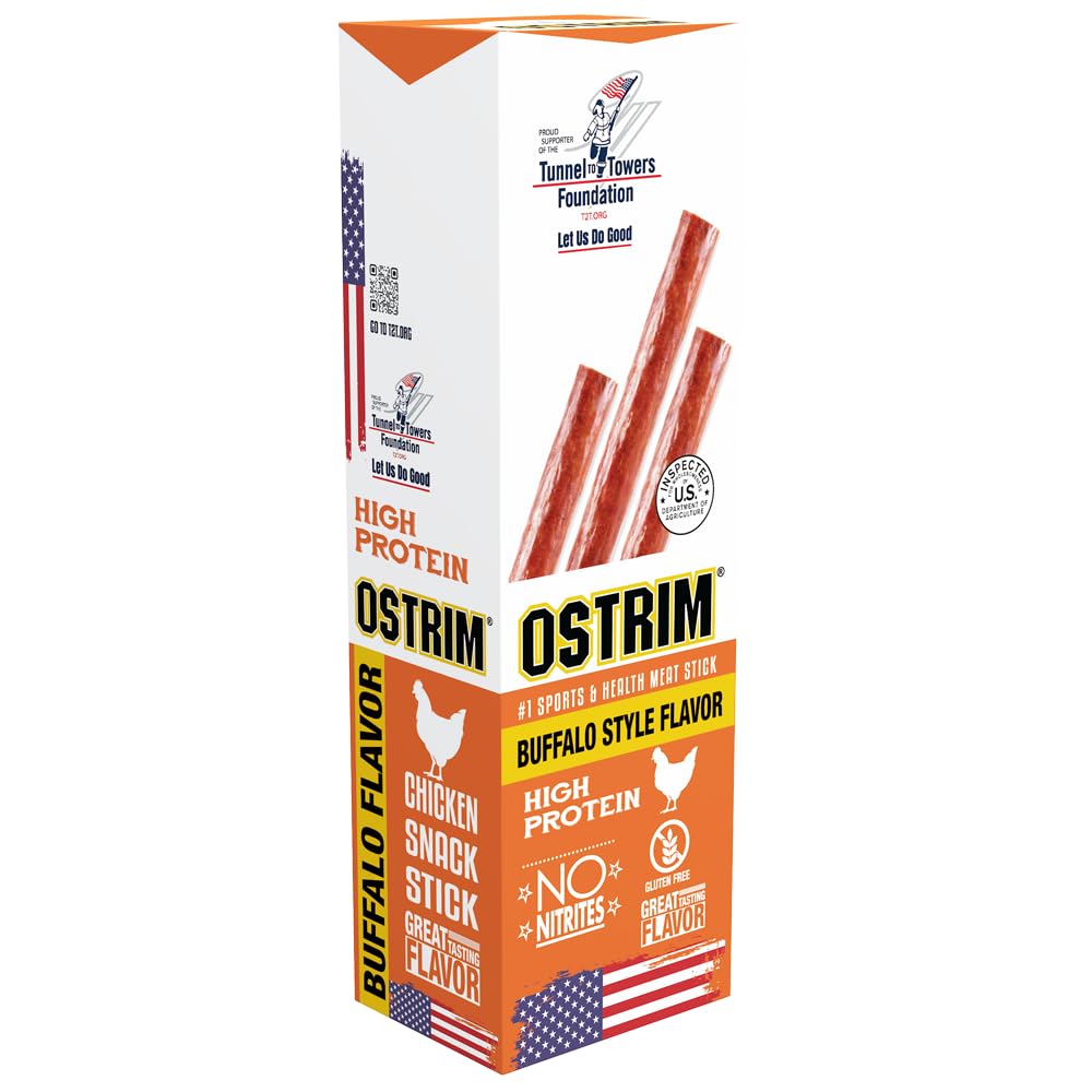 Ostrim Chicken Snack Stick Buffalo Wing Flavor High Protein Gluten Free Low Fat No Nitrates Meat Snack 15 Ounces