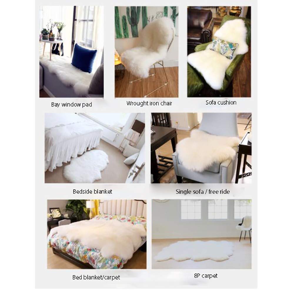 Tapis en Peau de Mouton SynthéTique,Imitation Wool Fleece Fluffy Coussin Canapé Laine Tapis, EuropéEn Simple et éLéGant Coussin De Chaise Chambre Salon Baie VitréE Couverture