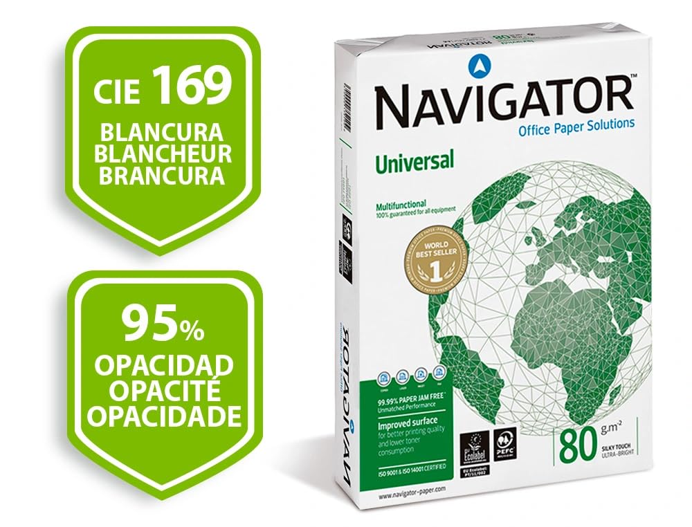 Navigator Papel Multifunción de 80 Gramos, A4, 5 Paquetes de 500 Hojas (2500 Hojas)
