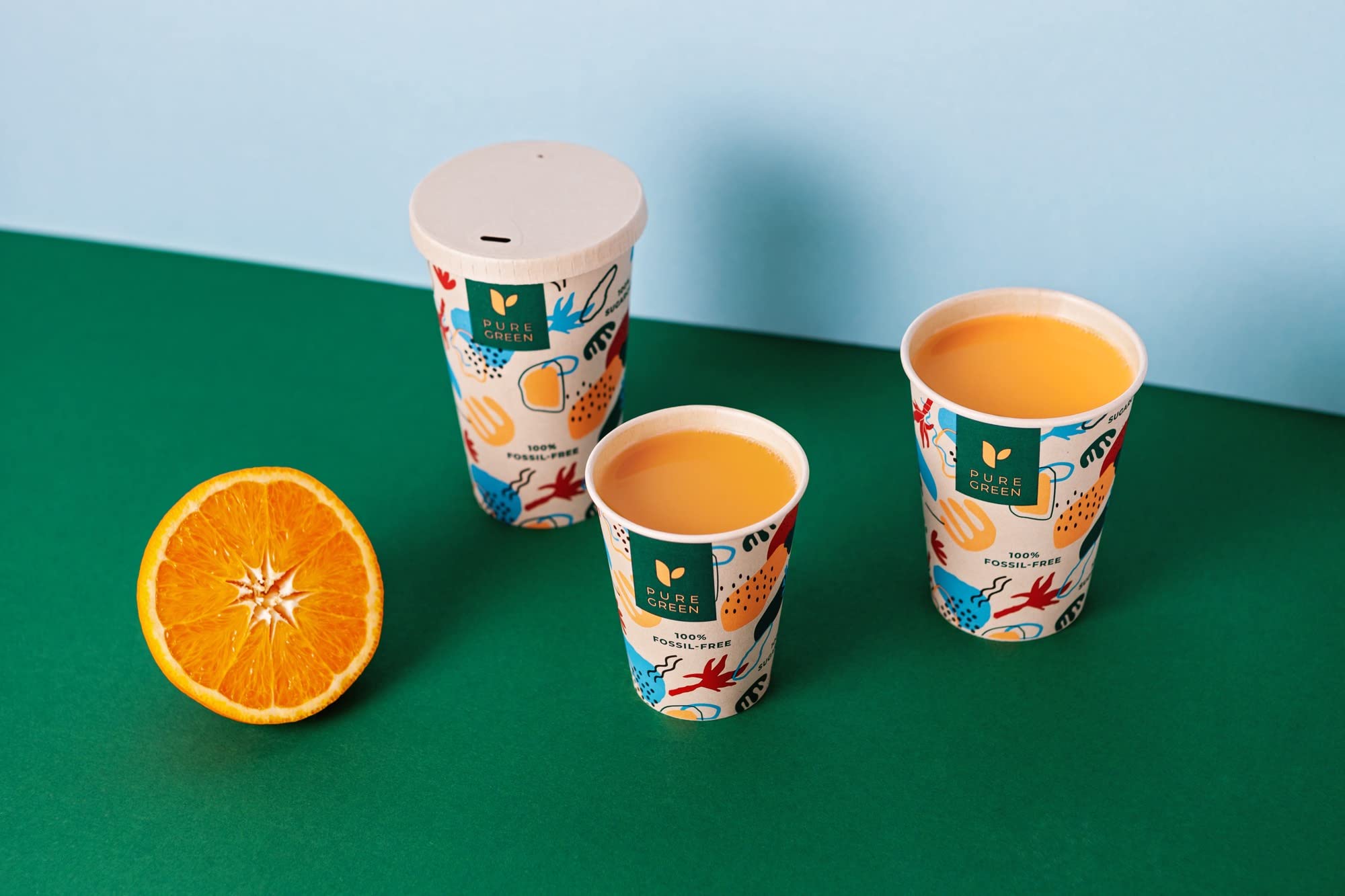PURE GREEN Organic paper cups 400ml 16 Oz Coffee to Go, unprinted, environmentally friendly coffee cups 50 pieces