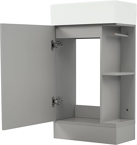 Miniatura 8 de LUMISOL Mueble de baño de 24 pulgadas con fregadero, armario de baño independiente con estante de almacenamiento, tocador de baño de lavabo