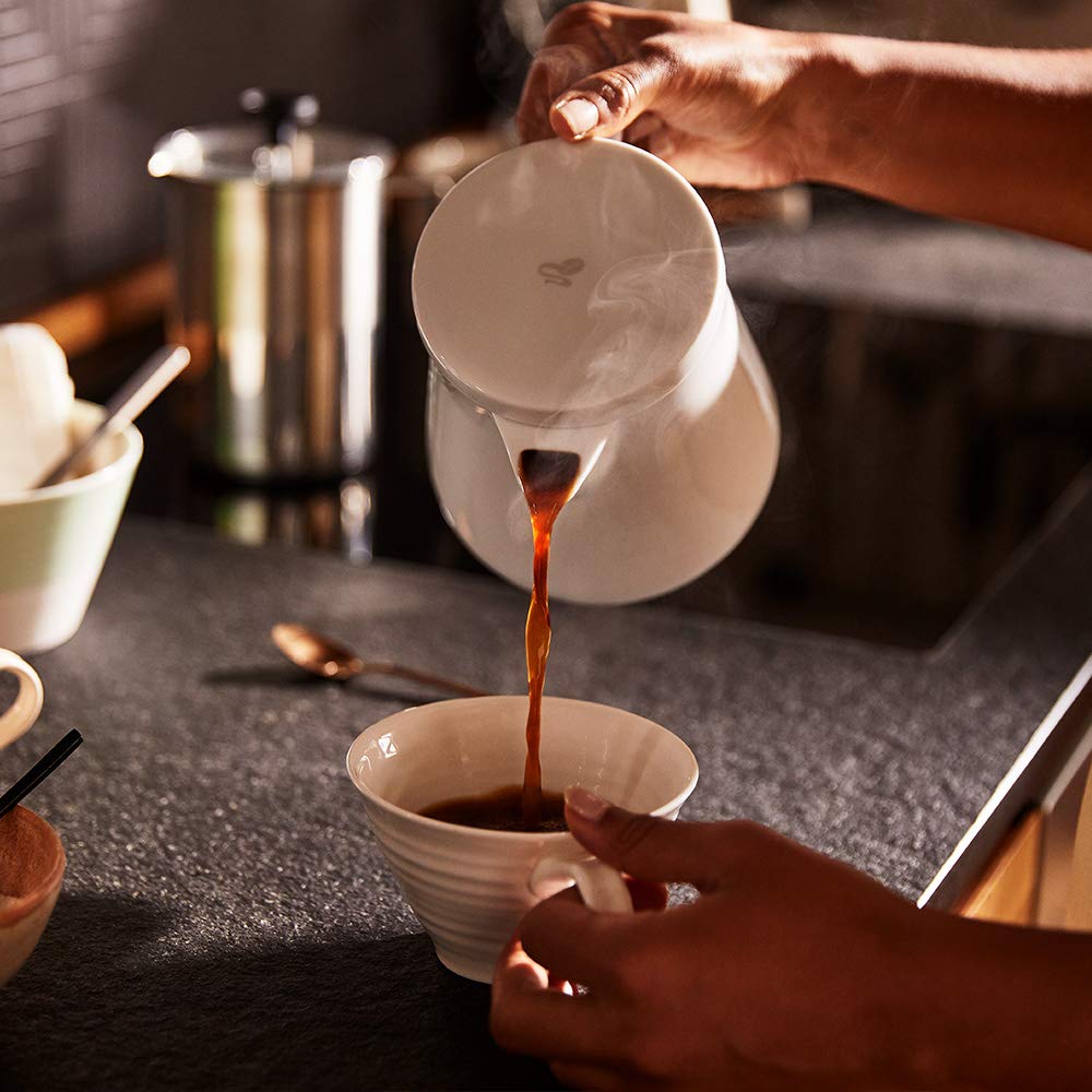 Tchibo Kaffeebereiter, Edelstahl-Permanentfilter, Spülmaschinengeeignet, Keramik, Weiß