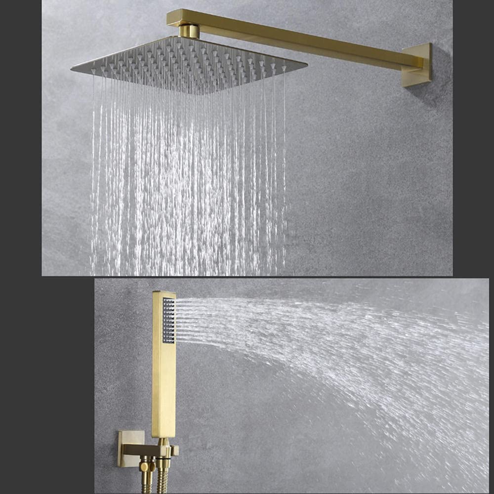 Ukryty system natryskowy Raindrop, bateria prysznicowa ścienna ze stali nierdzewnej 304, głowica prysznicowa 8 cali, deszczownica, 2-funkcyjny zestaw natryskowy z pr,Gold