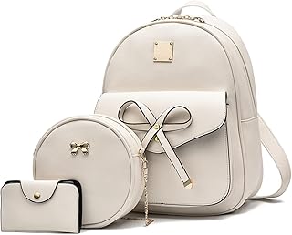 Zaino da donna Borse da scuola alla moda in pelle PU impermeabile 3-PCS Ragazze Bowknot Cute Mini Daypack Borse a tracolla