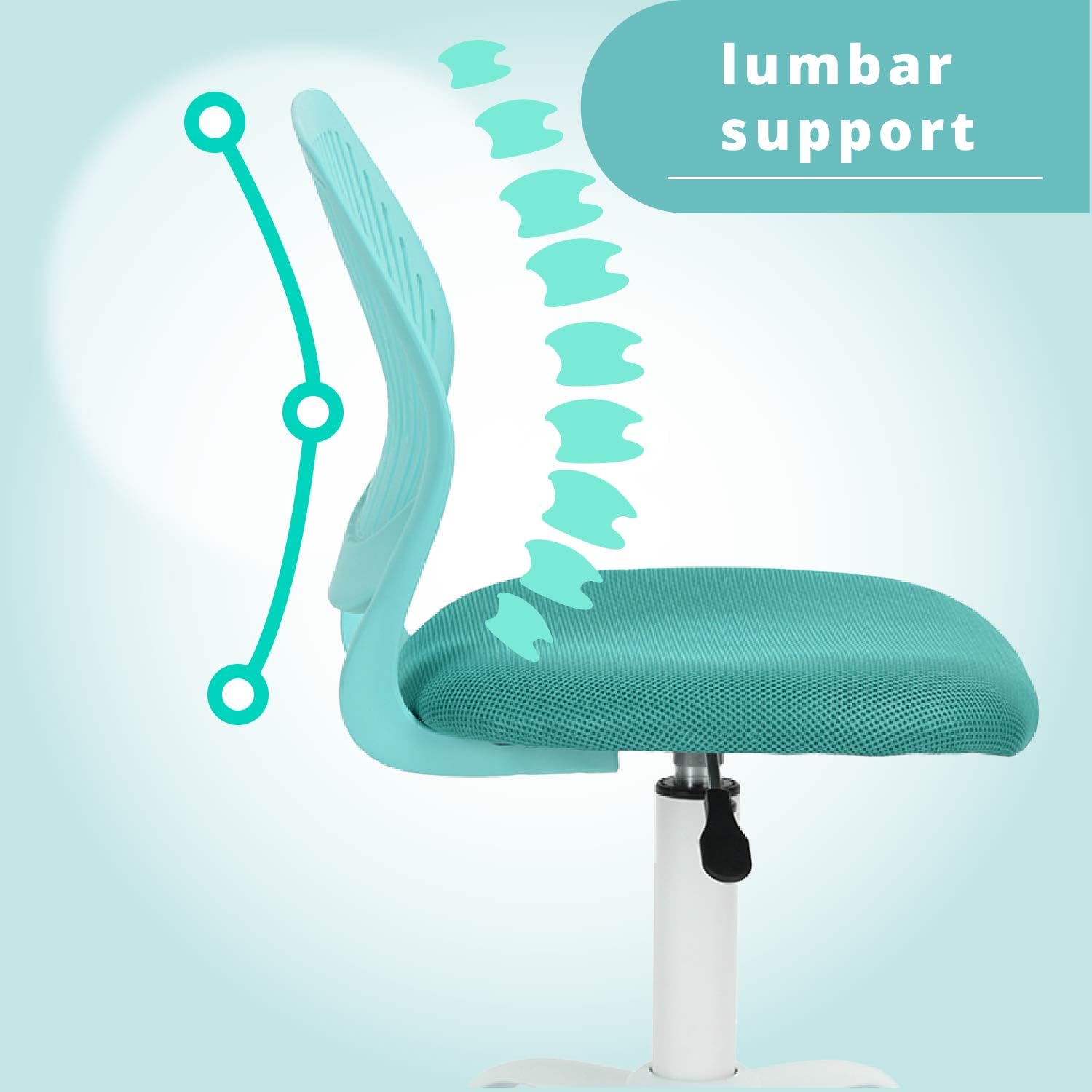 FurnitureR Colourful Chair, Seggiolino per computer Moderno e Regolabile, Sedia da Lavoro Girevole senza Bracciolo, Sala di Studio per Bambini, Sedia da Ufficio a Casa Sedia da Lavoro, Turchese