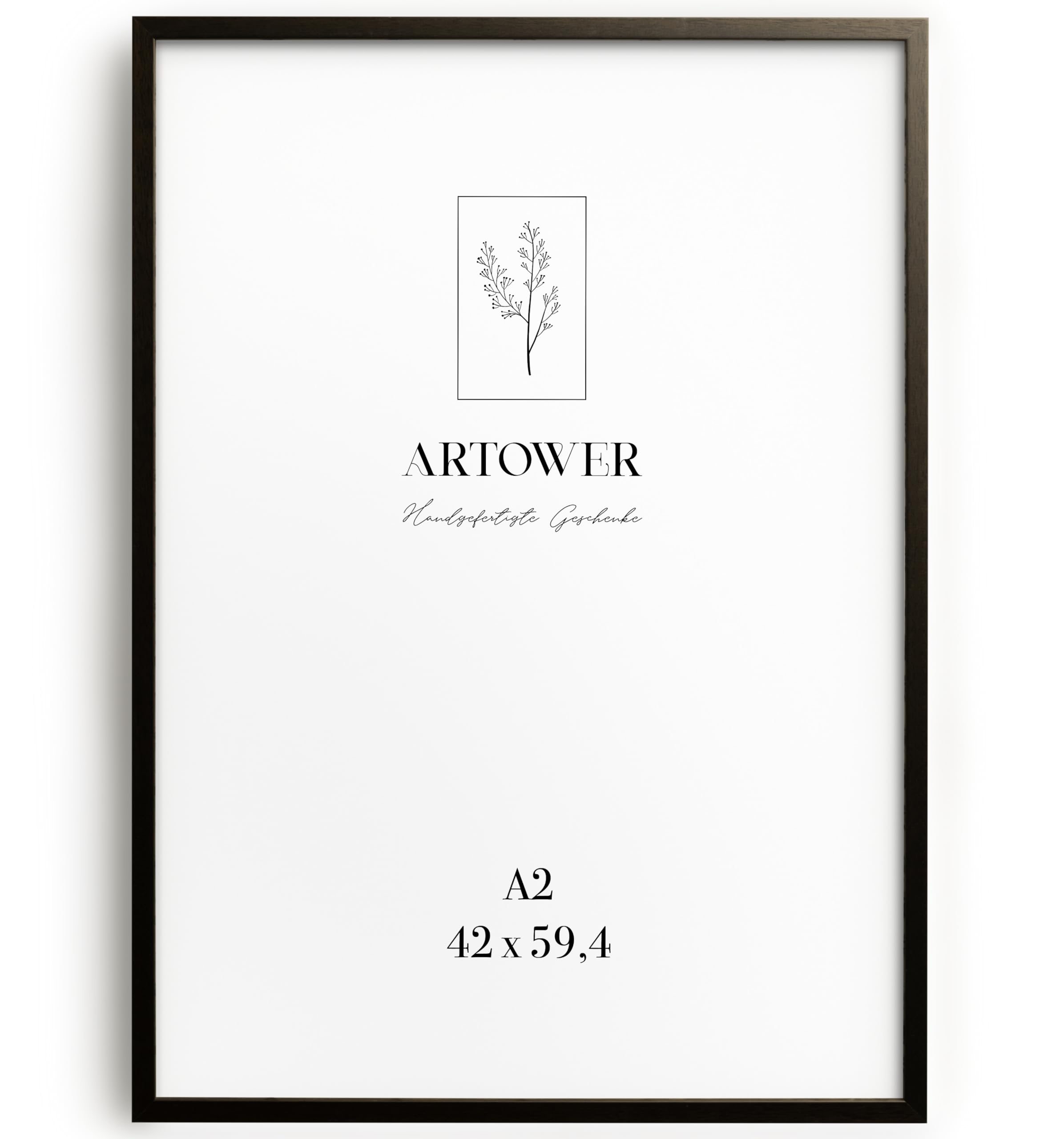 Artower® Bilderrahmen für DIN A2 42 x 60 cm Braun Holz Dünner Rahmen | Posterrahmen Groß Vintage Collage | Picture Frame Brown Wood 42 x 59,4cm | Holzbilderrahmen Poster Echtholz