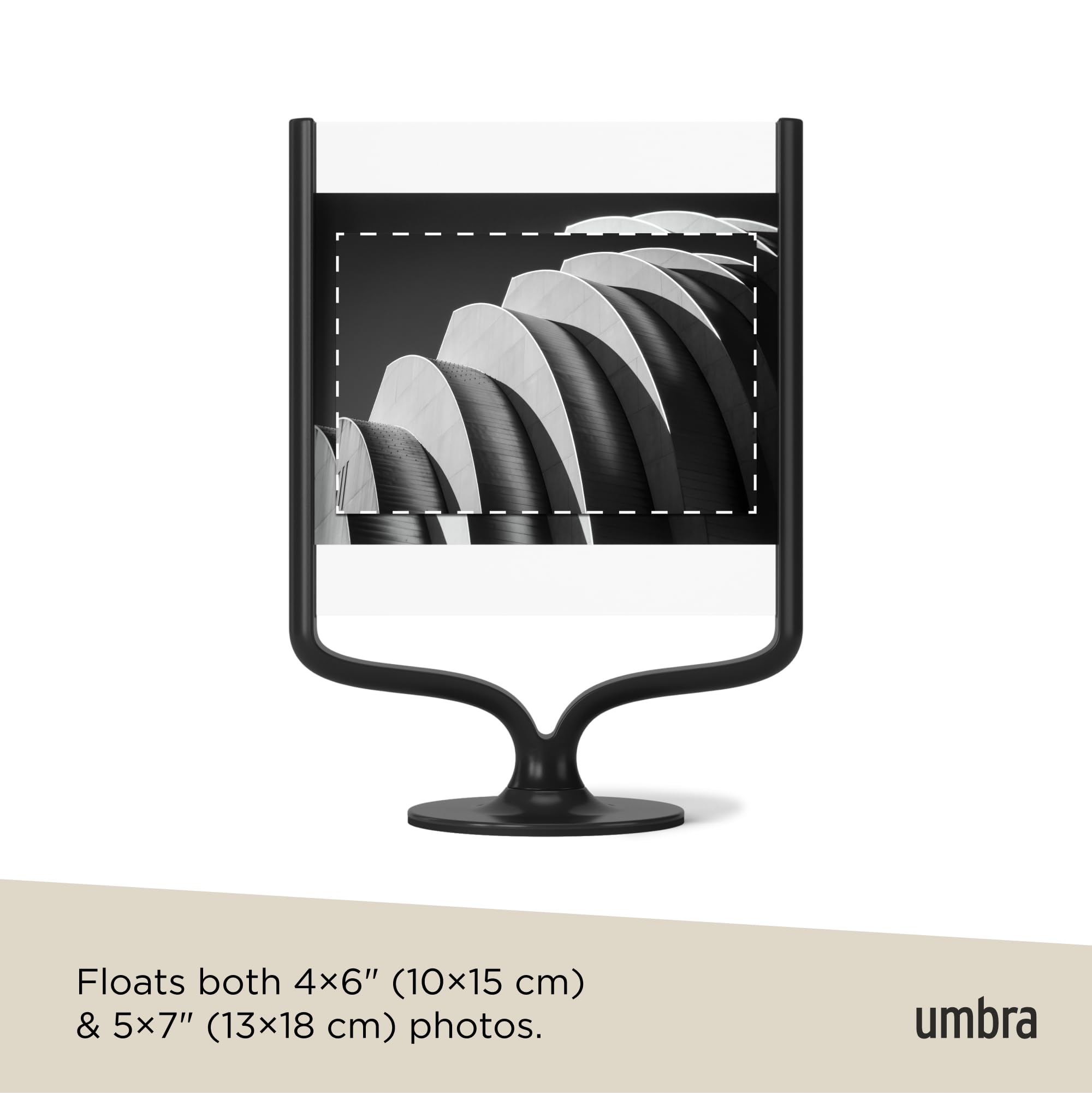 Umbra Wishbone Bilderrahmen für Fotogrößen 10 x 15 und 13 x 18 cm, beidseitiger Tischbilderrahmen für Bilder im Hoch- oder Querformat, Schwarz