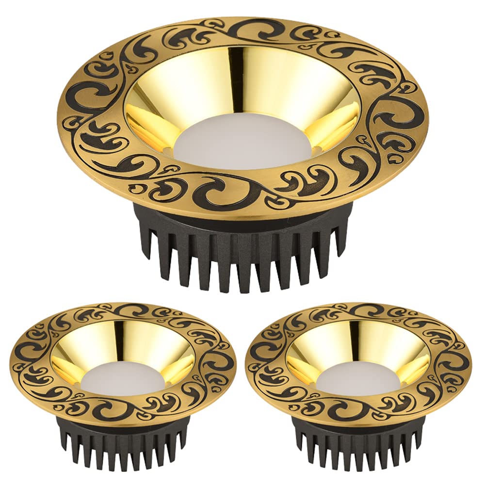 GTHTUHFD 3Pack 4 Inch 5 Inch Brass Canless Recessed Downlight Ceiling Spotlight 12W, 14W, 16W, 18W Led Eyeball Ceilling Potlight,Replacement Conversion Kit,A-14W