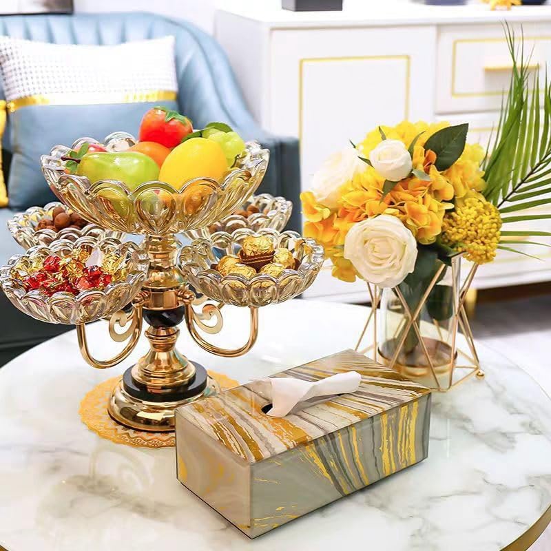 Rotating Crystal Glass Multi Layer Fruit Light Luxury Snack Plate for The Living Room
