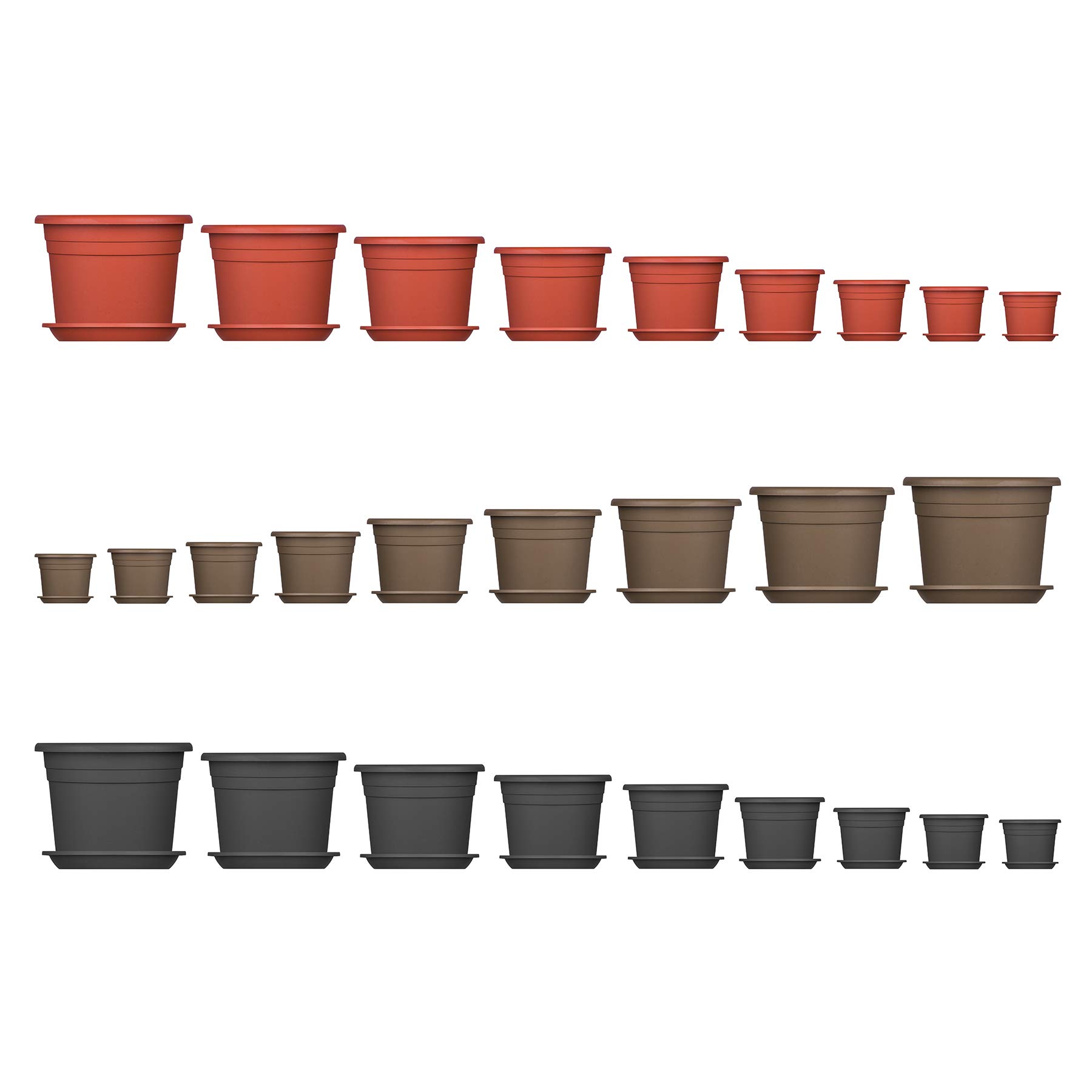 BigDean Lot de 3 soucoupes pour pot de fleurs - Diamètre : 49 cm - Couleur : anthracite - En plastique - Convient aux pots de fleurs de 50 cm de diamètre