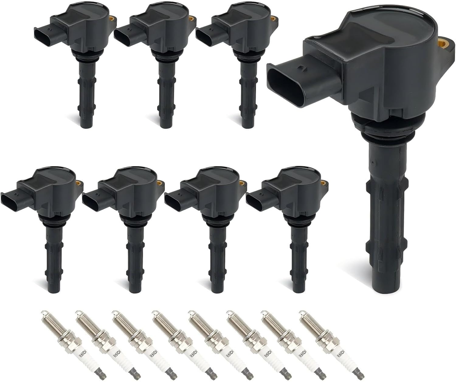 Black Set of 8 Ignition Coils Pack 8 Iridum Spark Plugs Compatible with Mercedes-Benz CL550 CLK550 CLS550 E550 G550 GL450 CL550 ML550 S550 SL550 5.5L 4.7L 2007-2012 Replace UF535