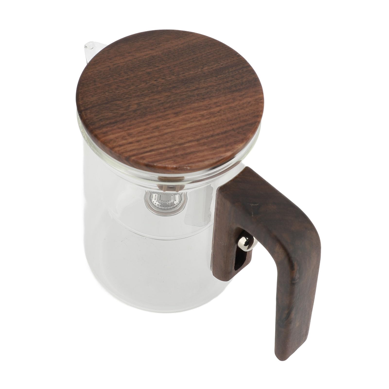 Jeffergarden Szklany Dzbanek do Herbaty, Czajniczek ze Stali Nierdzewnej z magnetyczną separacją Wody, 600 Ml Czajnik do Herbaty na Luźne Liście z drewnianą rączką i Wyjmowanym Zaparzaczem Domowego