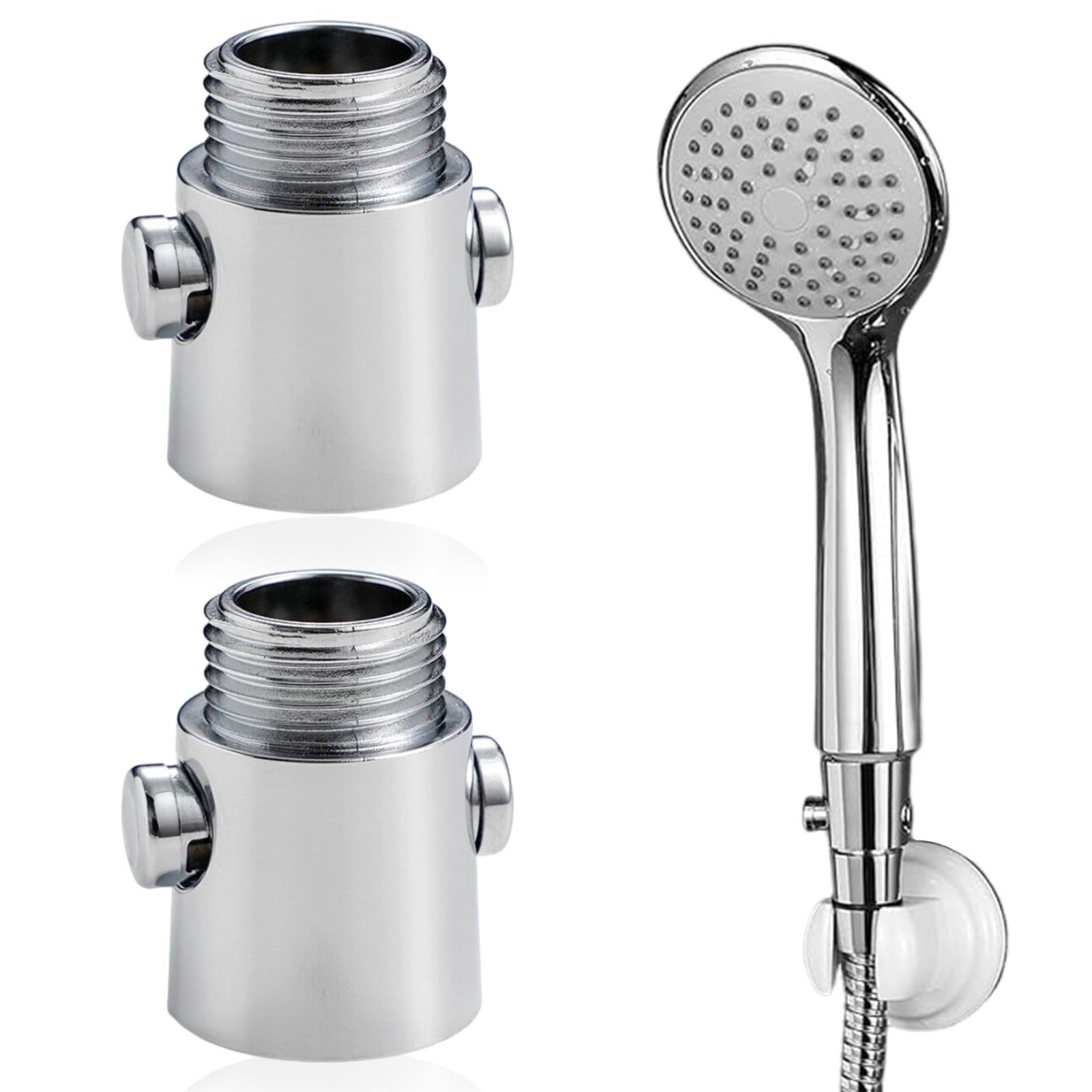 2er-Set Duschkopf-Absperrventile G1/2 – Wassersparer & Durchflussbegrenzer Für Handbrause, Silber