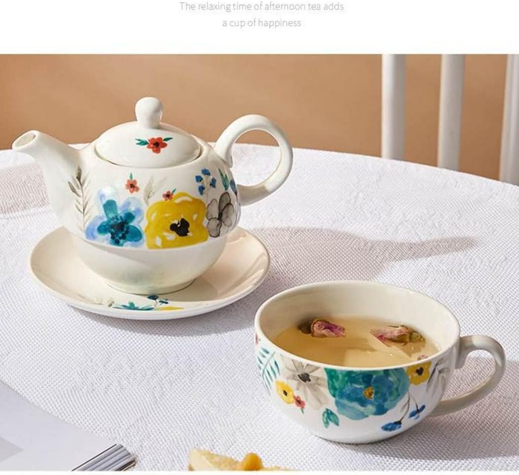 Porcelain Tea For One Hand Painted Watercolor Floral Teapot And Cup Set Porcelain Teapot Coffee Pot Ceramic Tea Pot With One Cup And Strainer,