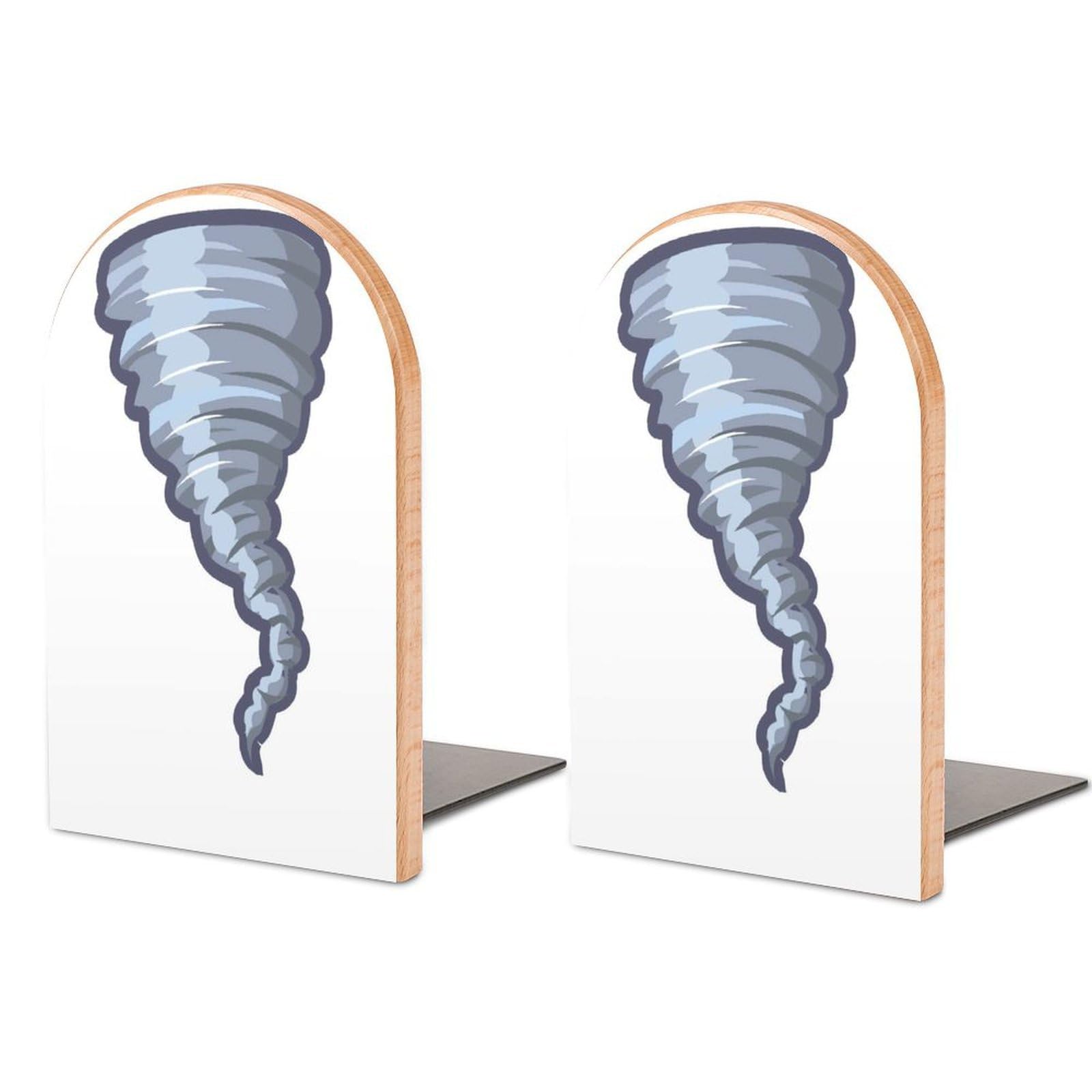 Tornado Beech Wood Bookends Heavy Duty Book Organizers Desktop File Holder for Office Home Bookshelf