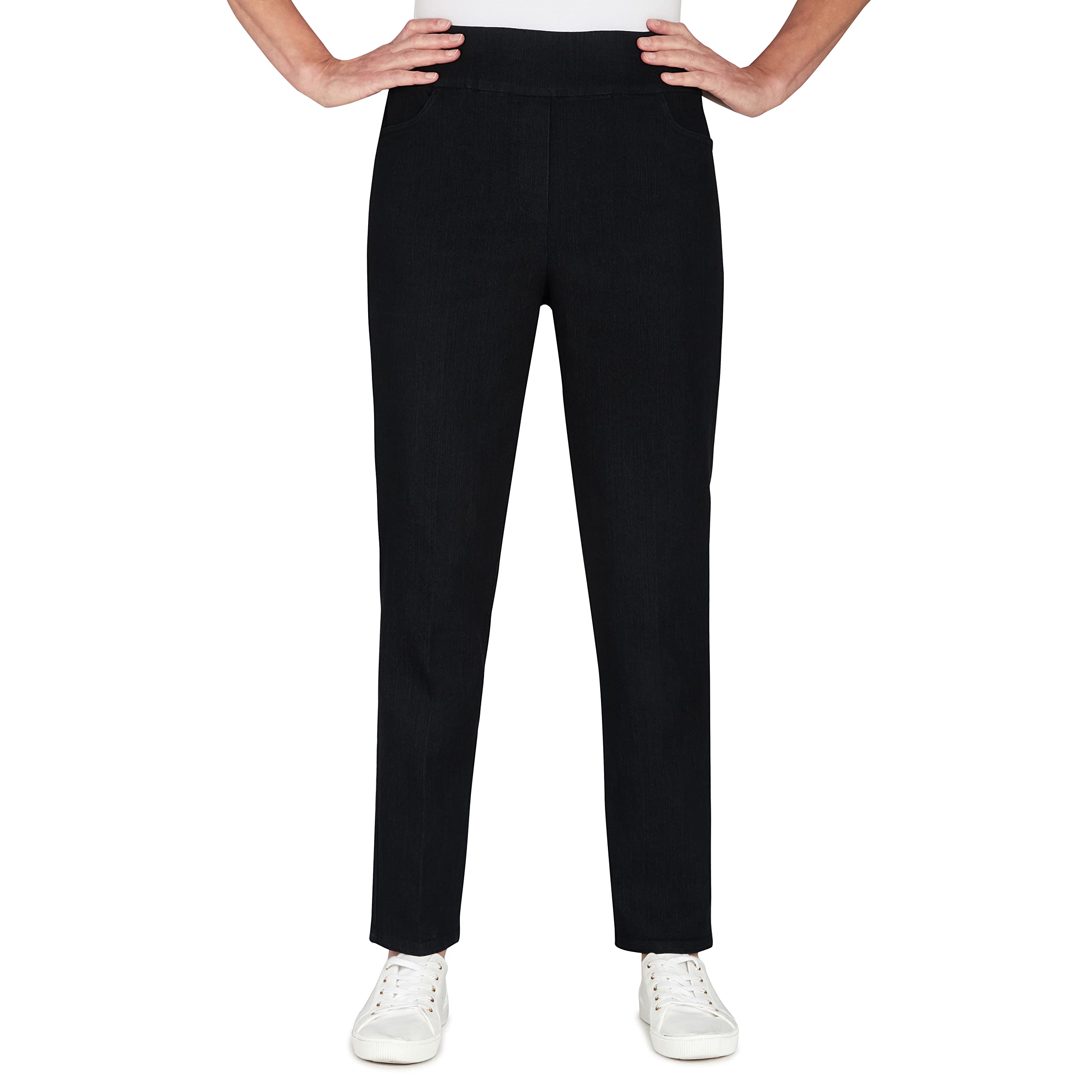 Alfred Dunner Womens Womens Petite Super Stretch Mid- Rise Average Length Pant