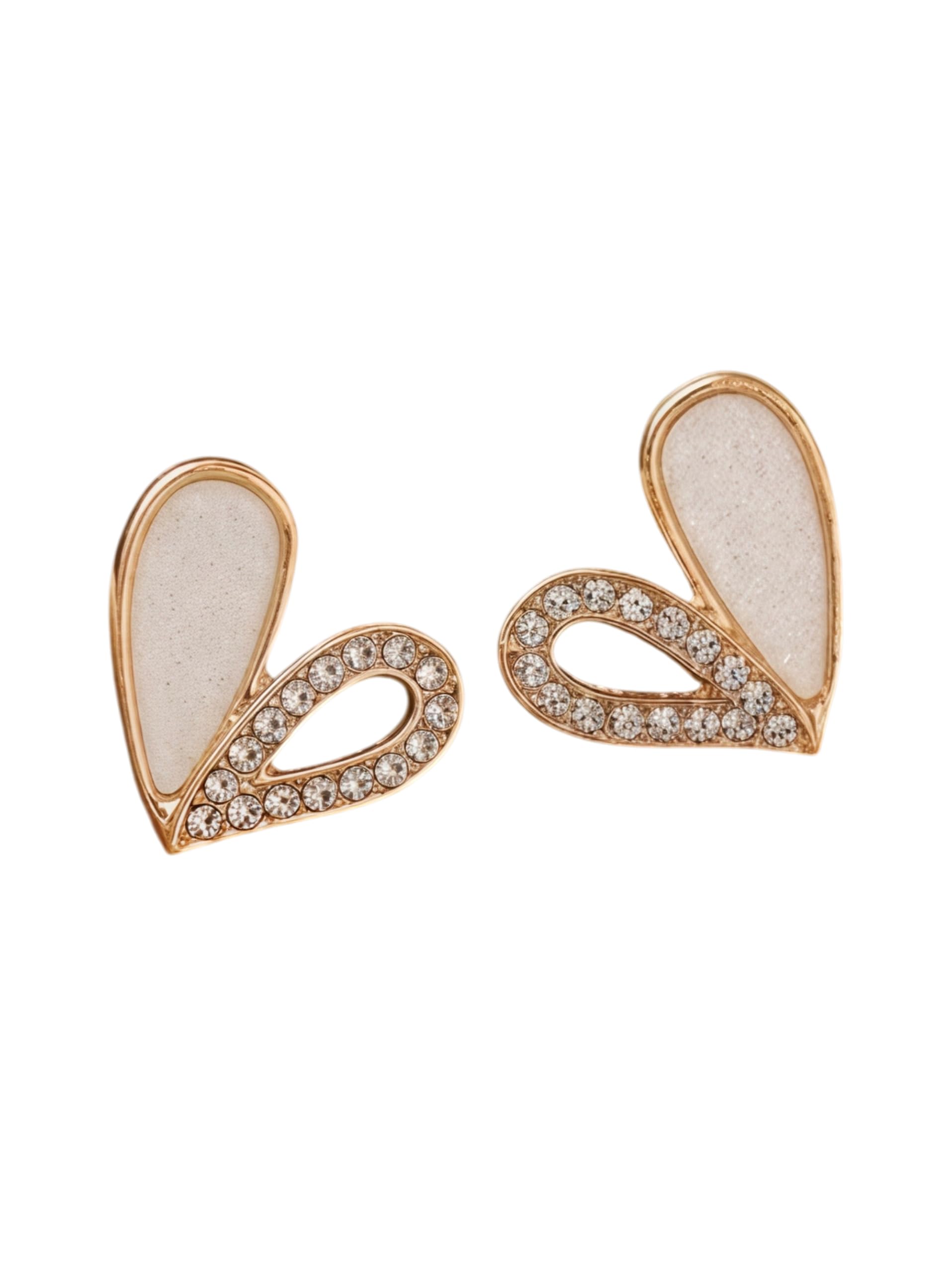 Elegant Rose Gold Crystal Stud Earrings for Women Fashion Crystal Stud Earrings for Women Lightweight Rose Gold Party Modern Geometric Crystal Earrings Premium White Enamel Fashion Earrings-image-14
