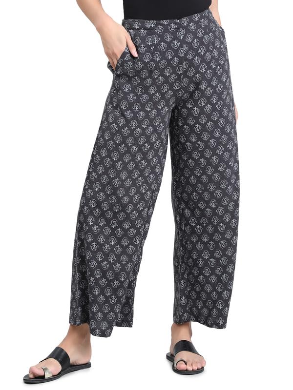 Image of GO COLORS Soft Viscose Printed Palazzo Full Length for Women| Breathable, Mid Rise
