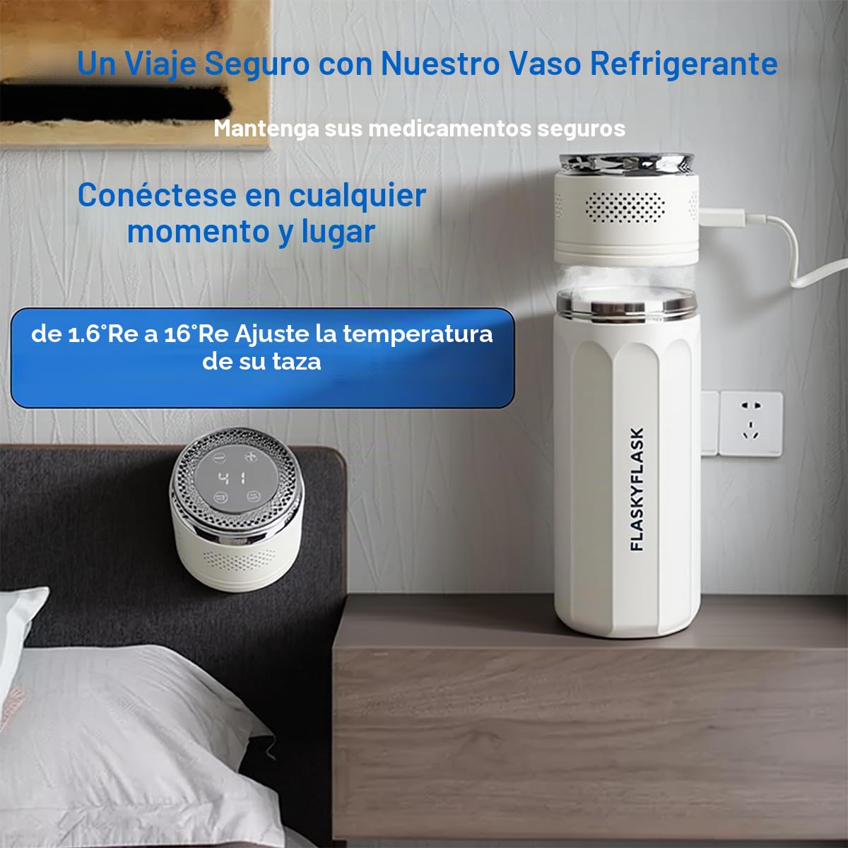 Refrigerador de insulina de viaje USB - Refrigerador médico portátil con control inteligente 2-8℃ y pantalla LCD, incluido nuevo gel en anillo, certificado TSA para diabéticos (blanco)