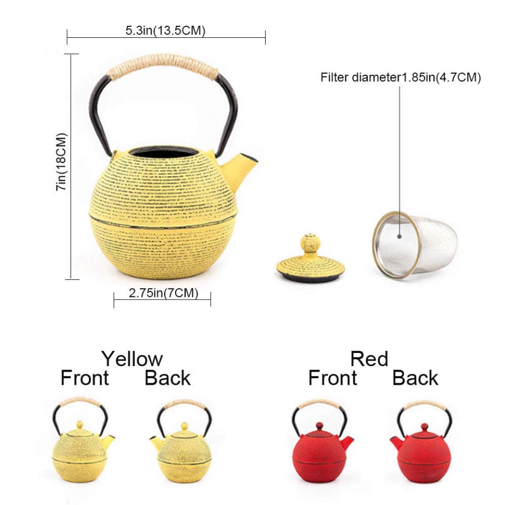 Teiera Giapponese in Ferro, Stile Tetsubin, con Filtro, teiera in ghisa, Acqua per Cucinare Il tè, Set da tè Kung Fu Oolong, 680 ml, Giallo (Giallo)