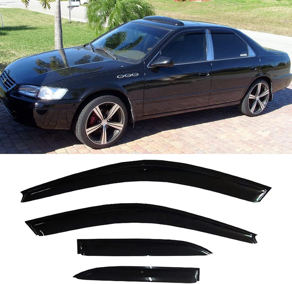 Kucaruce94856 Original Side Window Wind Guards,4pcs Front Rear Smoke Sun Rain Guard Vent Shade Window Visors Compatible with 97-01 Camry XP1