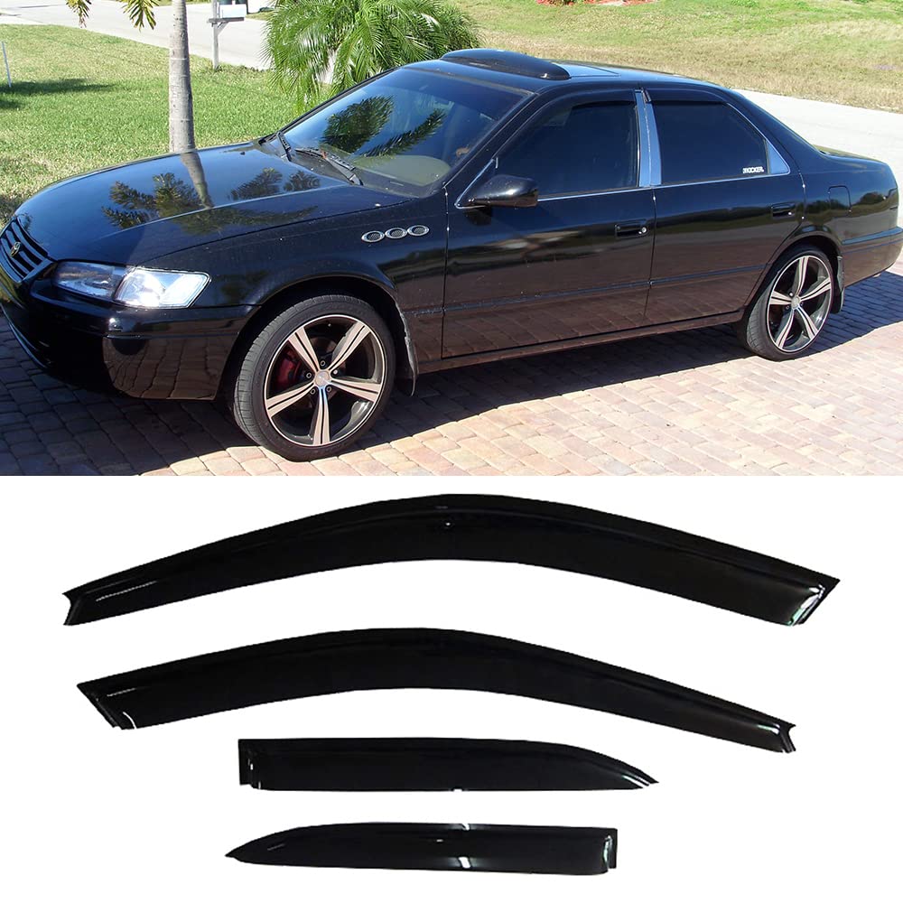Kucaruce94856 Original Side Window Wind Guards,4pcs Front Rear Smoke Sun Rain Guard Vent Shade Window Visors Compatible with 97-01 Camry XP1