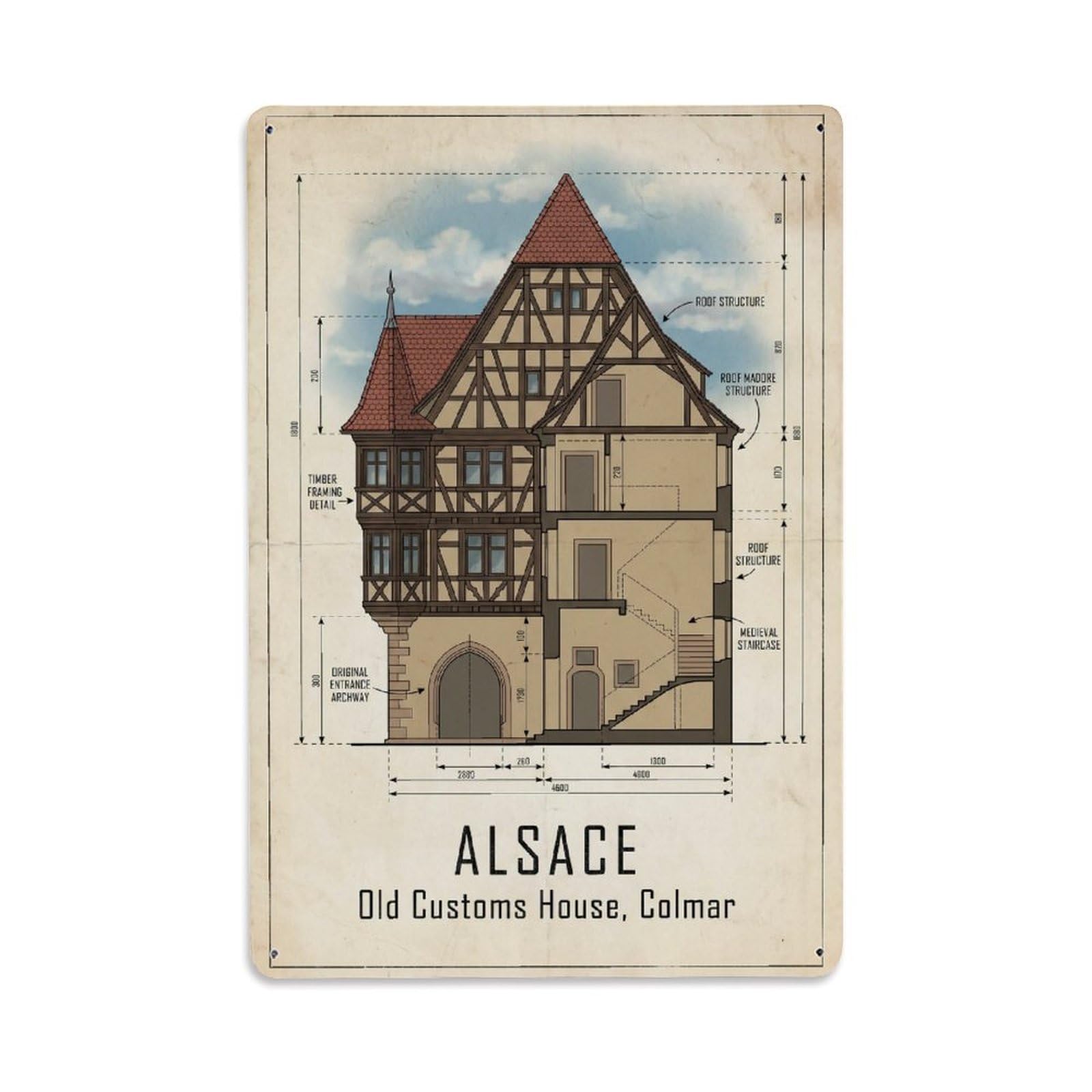Gead 8X12inch Style Vintage Travel France House Metal Tin Sign