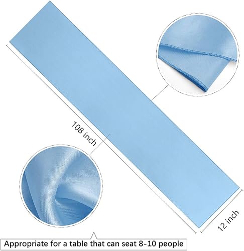 Miniatura 2 de B-COOL Camino de mesa azul bebé, camino de mesa de satén, camino de mesa de boda, tela suave de seda para decoración de bodas, baby shower, fiestas,