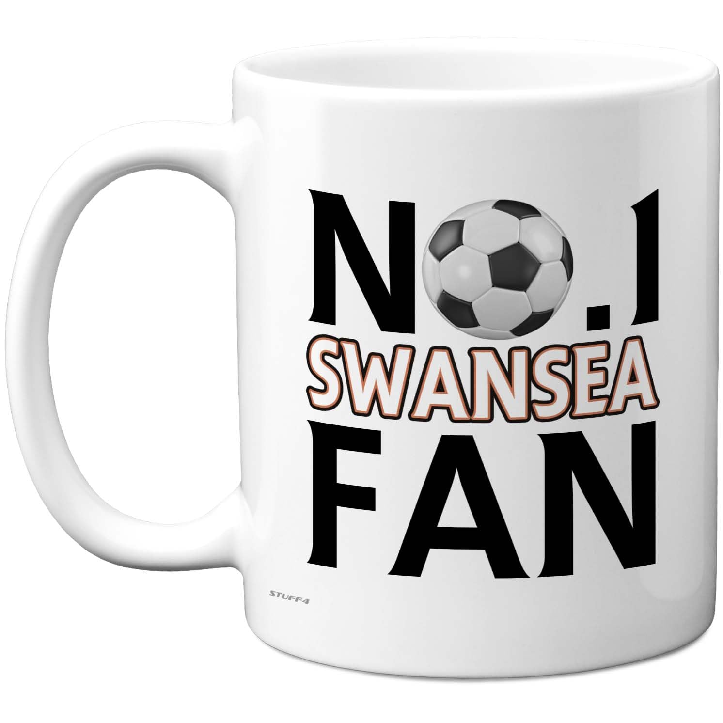 Stuff4 Novelty Mug for Swansea Fans - No. 1 Swansea Fan - Bold Football Design with Black Text & Graphic - Playful Gift for Supporters - 11oz Ceramic Gloss Mug — image 1