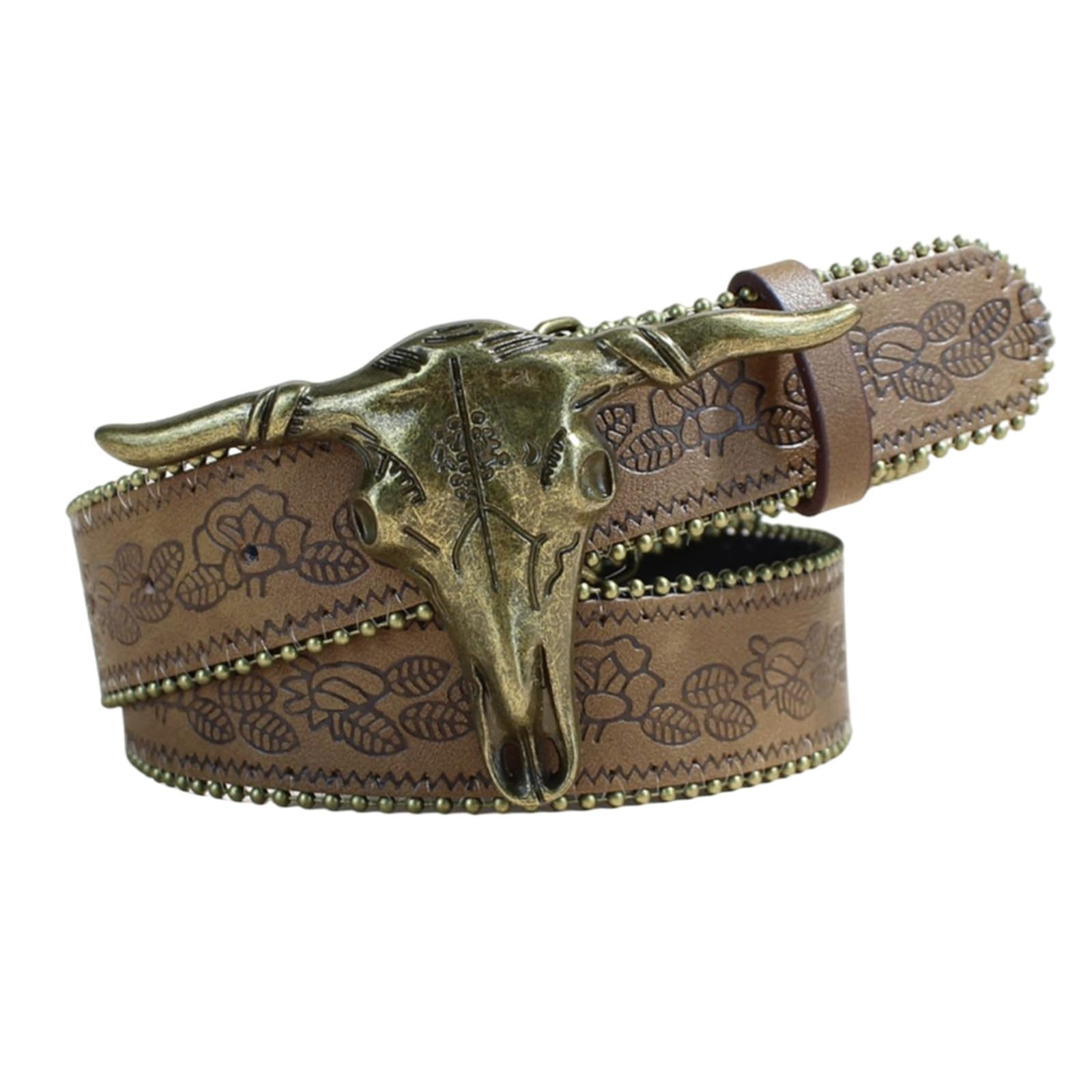 MICFENY Stylish Waistband Cowgirl Carved Belt With Metal Buckles Flexible Sizing For Casual Formal Wear