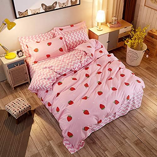 Strawberry Duvet Cover Set Full Size Strawberry Printed Bedding Duvet Cover for Kids Teens Girls Quilt Cover Fruit Theme Comforter Cover Cute Warm Sweet Duvet Cover Soft Breathable Bedspread Cover 3 61Jmelev2QL. AC