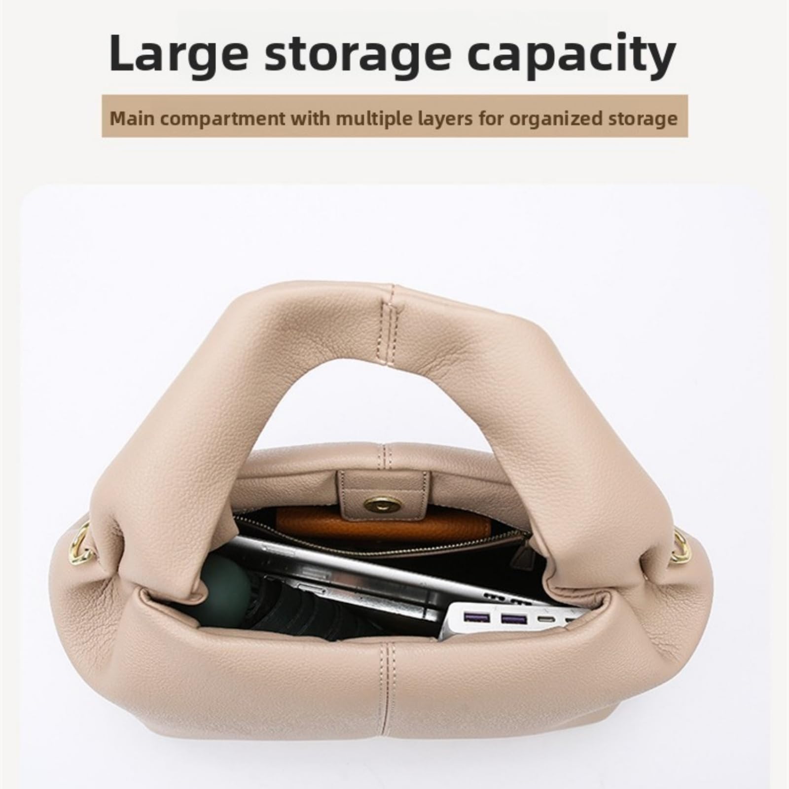beauty case Borsa A Spalla Della Nube Delle Donne, In Pelle Morbida Pu, Da Pendolare Minimalista Di Grande Capacità Per Uso Quotidiano