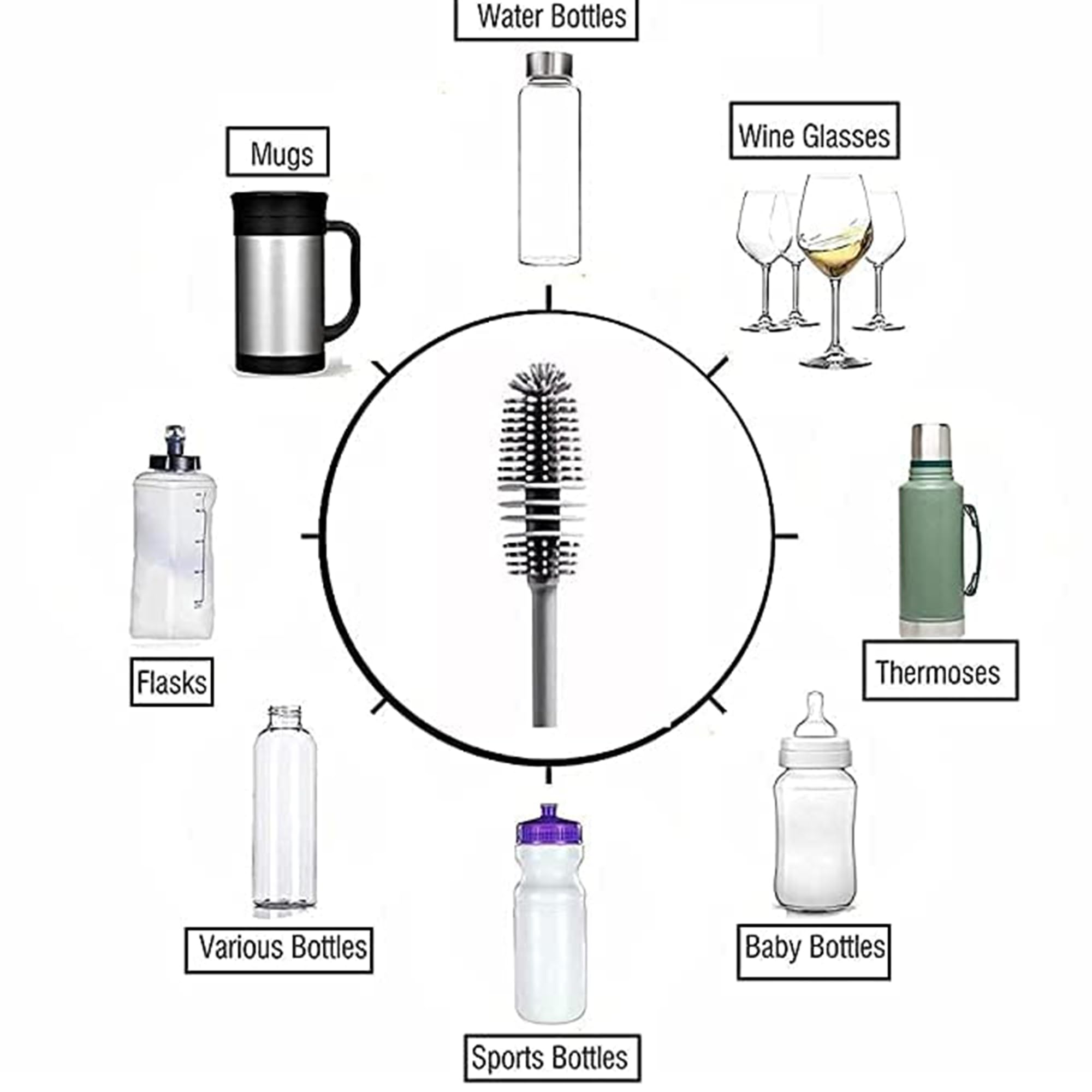 Silicone Bottle Brush - Long Handle Cleaning -4 Silicone Bottle Brush - Long Handle Cleaning -4