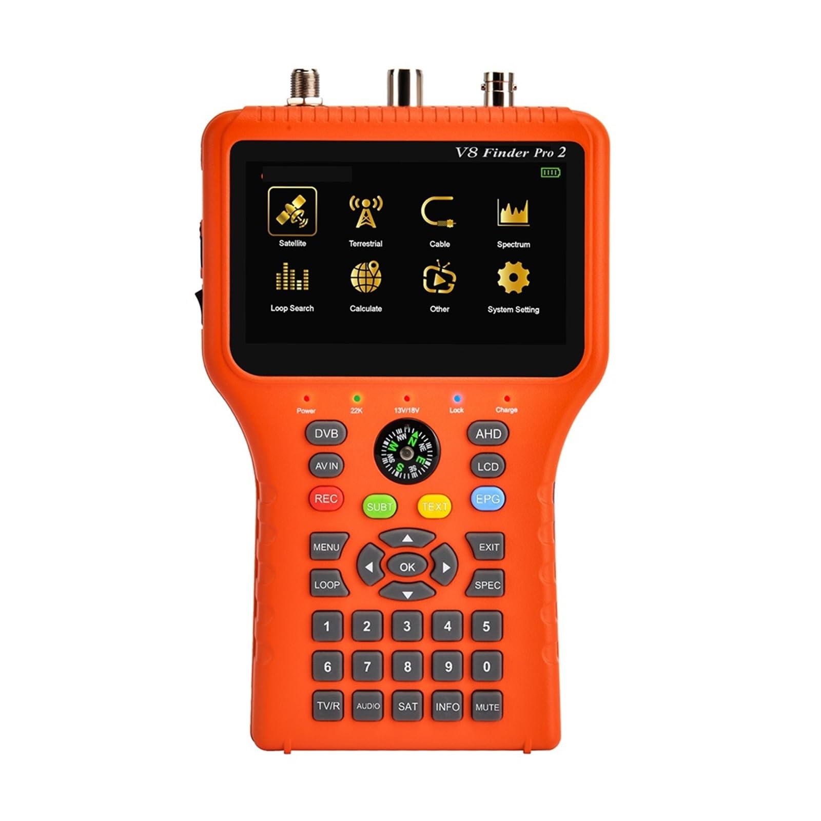 V8 Finder Pro 2 - Medidor de señal de TV satelital DVB-S2X/S2/S/T2/T/C AHD H.265 de 4,3 Pulgadas