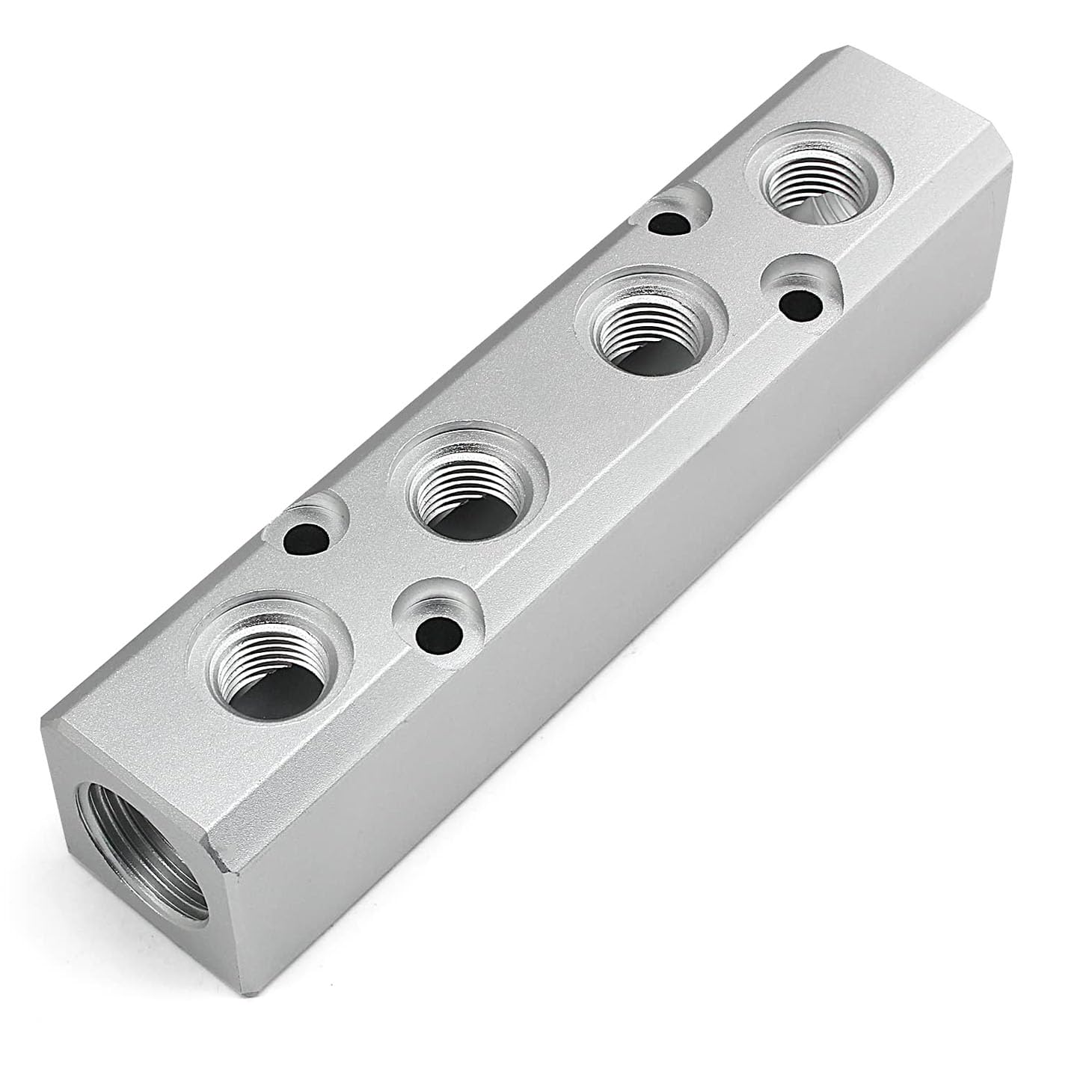 Iceyon 4 Way Pneumatic Manifold Air Distribution Block, Aluminum Alloy Air Compressor Manifold Distribution Block, G1/2 Supply Port, G1/4-Inch Output