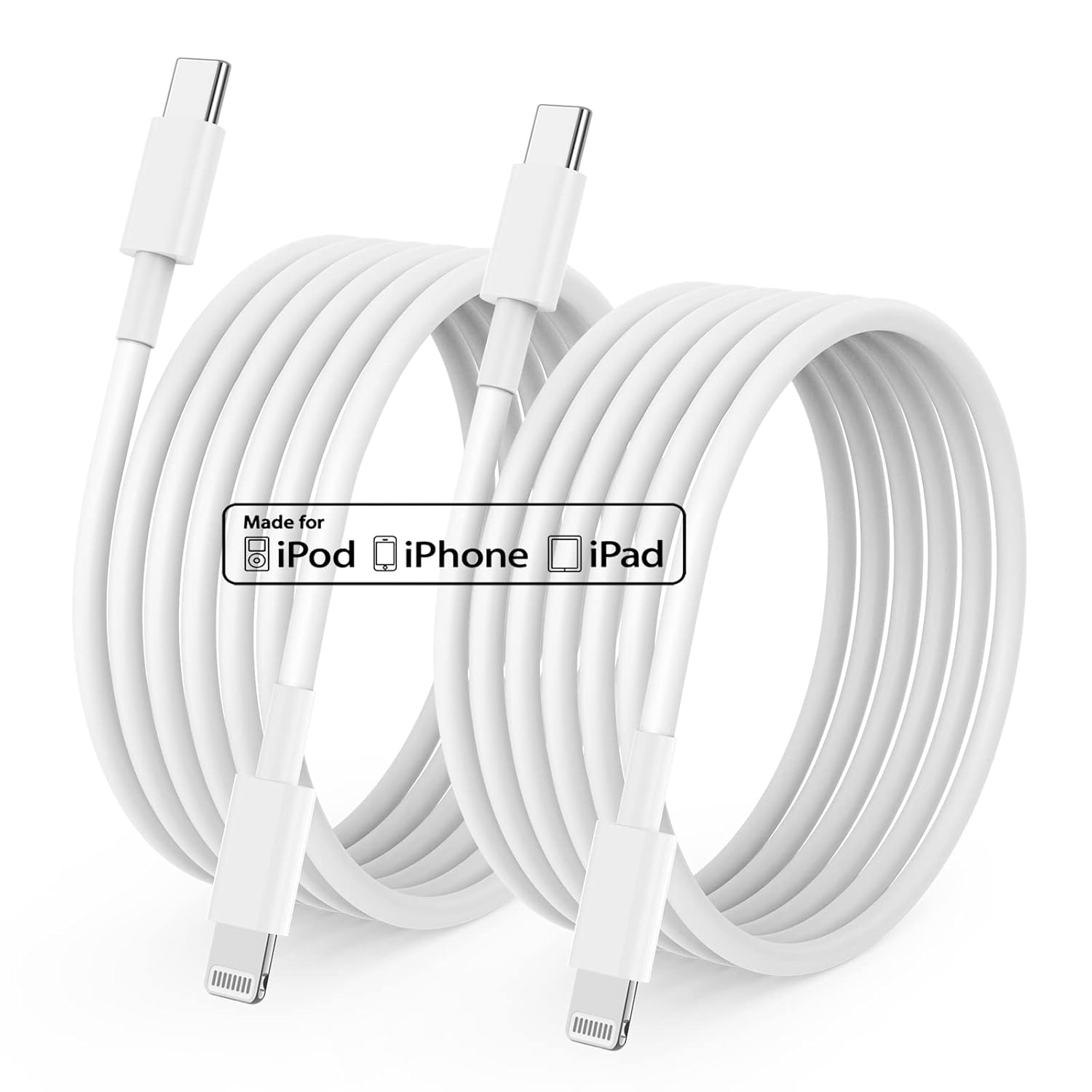 QGRHO USB C to Lightning Cable 2M, 2Pack iPhone 14 13 Fast Charger Lead
