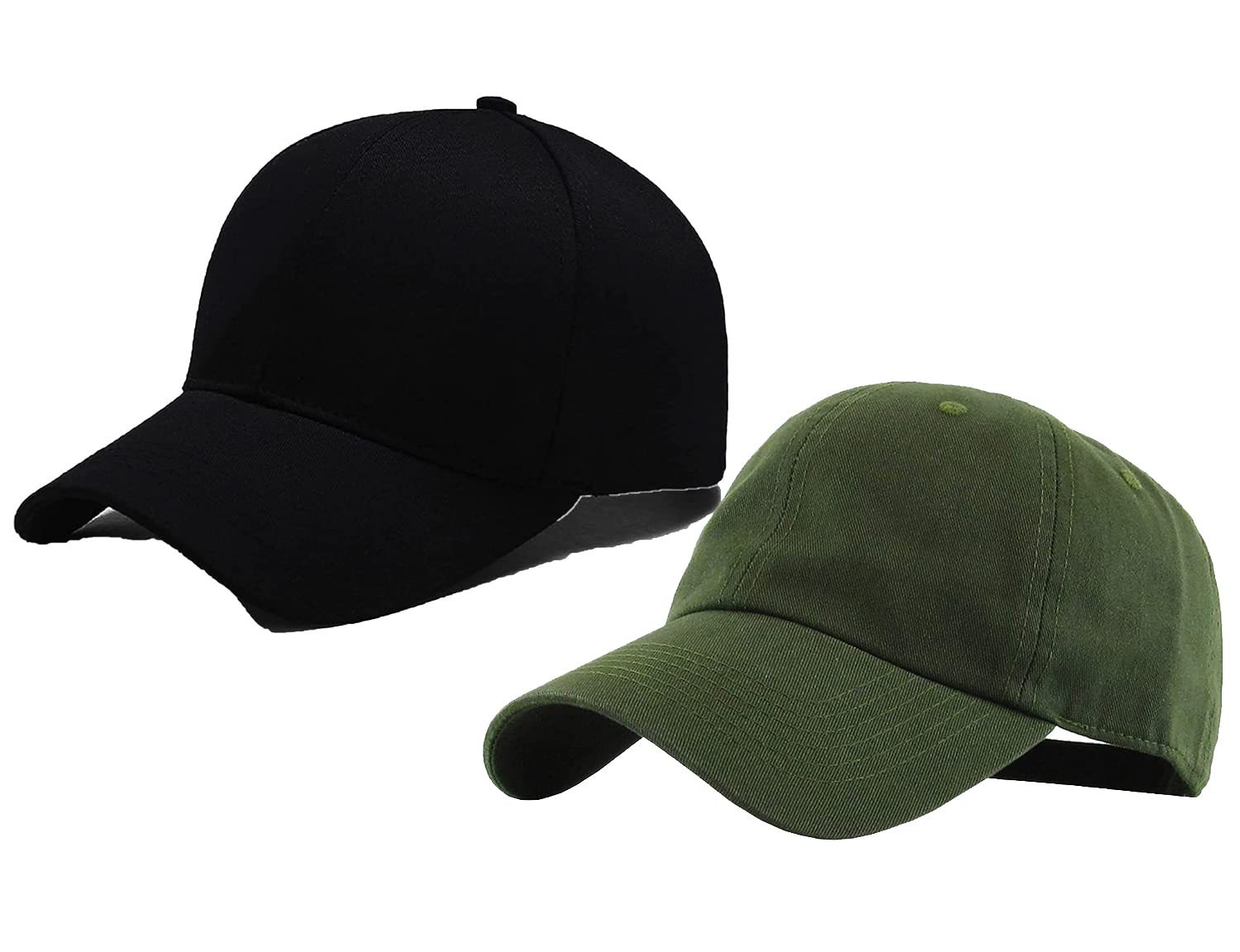 VEERUS Baseball Cap Olive Green-Black Combo for Men and Women Pack of 2