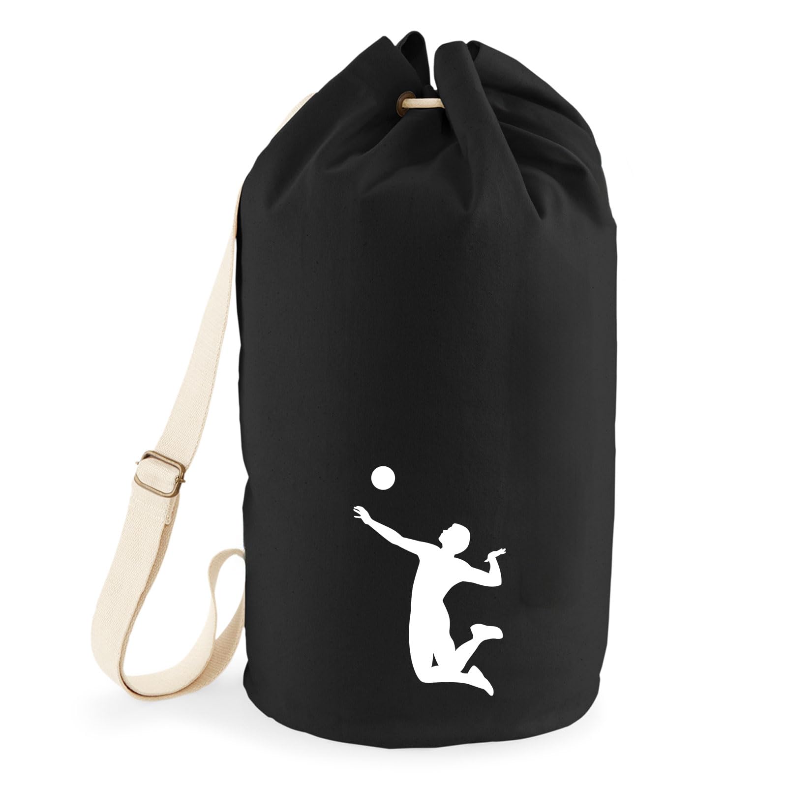 Huuraa Seesack Volleyball Silhouette 20 Liter Black Baumwolle Rucksack Geschenkidee