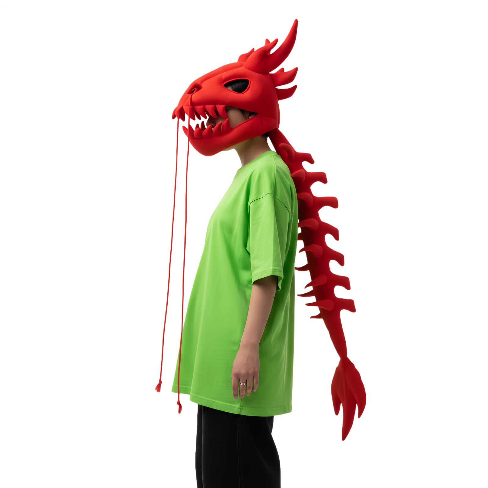 Pluszowy szkielet dinozaura kostium 3D pluszowa czaszka i kręgosłup, realistyczny kostium dla dorosłych, na imprezy halloweenowe i wydarzenia