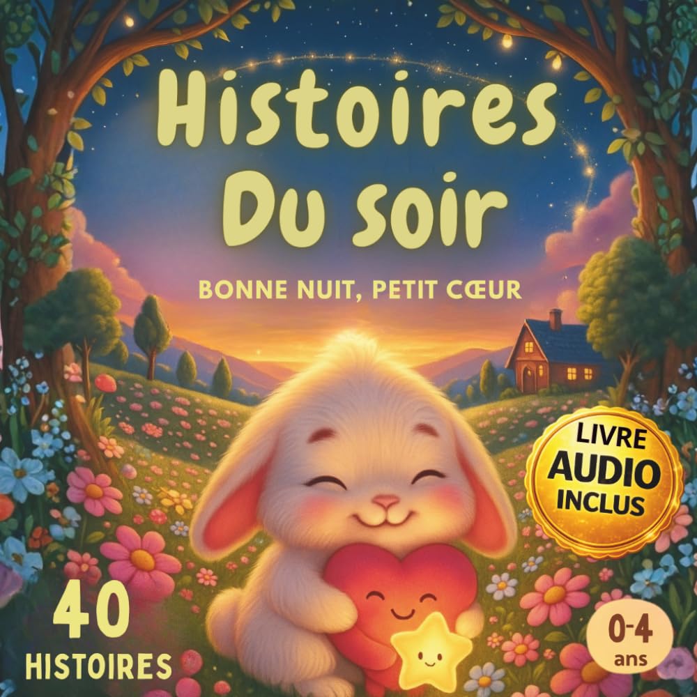 Histoires du soir– Bonne nuit petit cœur: 40 histoires pour enfants dès 2 ans (0-4 ans) | illustrées pour s’endormir en 5 min
