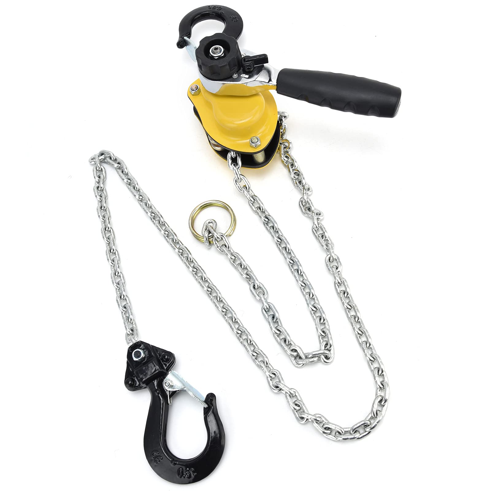 Mini Hebelzug Flaschenzug mit 360-Grad drehbare Haken und 1.5m Kette,Hebelzug Kettenblockaufzug Tragkraft 500kg