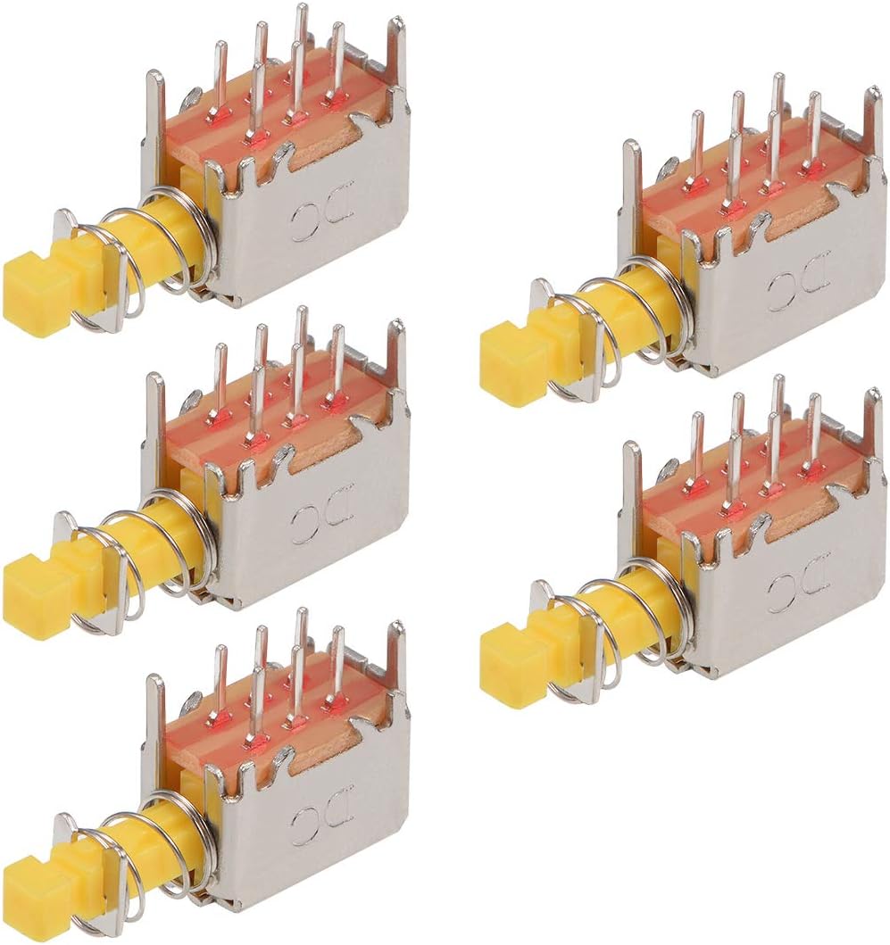 uxcell Push Button Switch DPDT 6 Pin 1 Position SelfLocking Yellow 5pcs Amazon.ca Tools