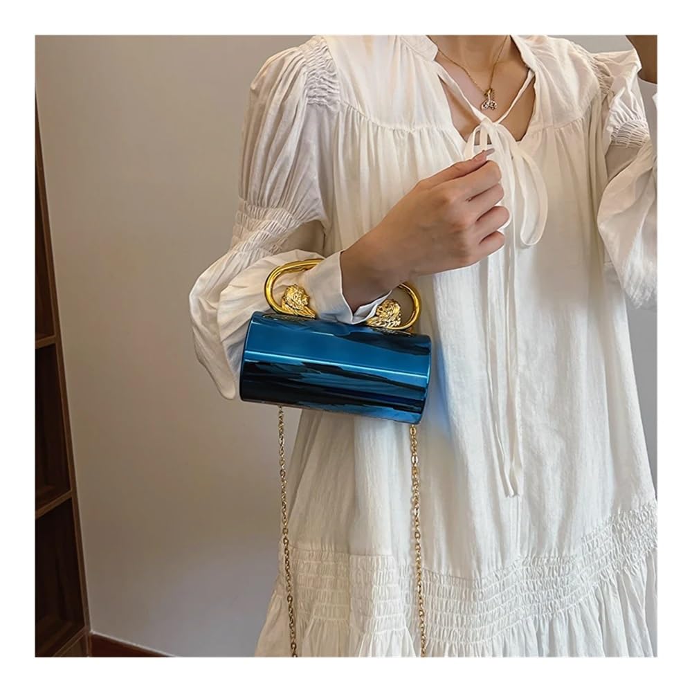 Akrylowa torebka kopertówka cylindryczna damska torba crossbody z łańcuszkiem torebka solidna torba hobo na wesele studniówkę imprezę